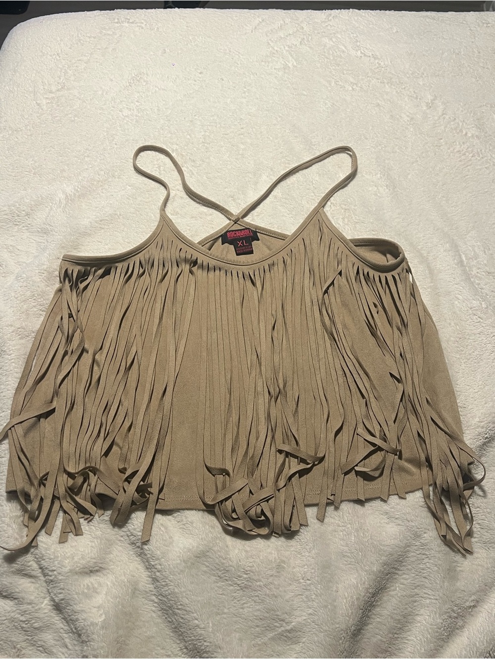 Rock & Roll Denim Taupe Fringe Camisole
